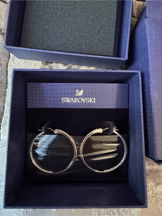 Swarovski Silver Crystal Rim Round Hoop Earrings main image 3